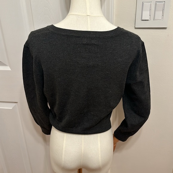 Cielo 3/4 three quarter sleeve light cardigan in charcoal gray size medium - Picture 4 of 7